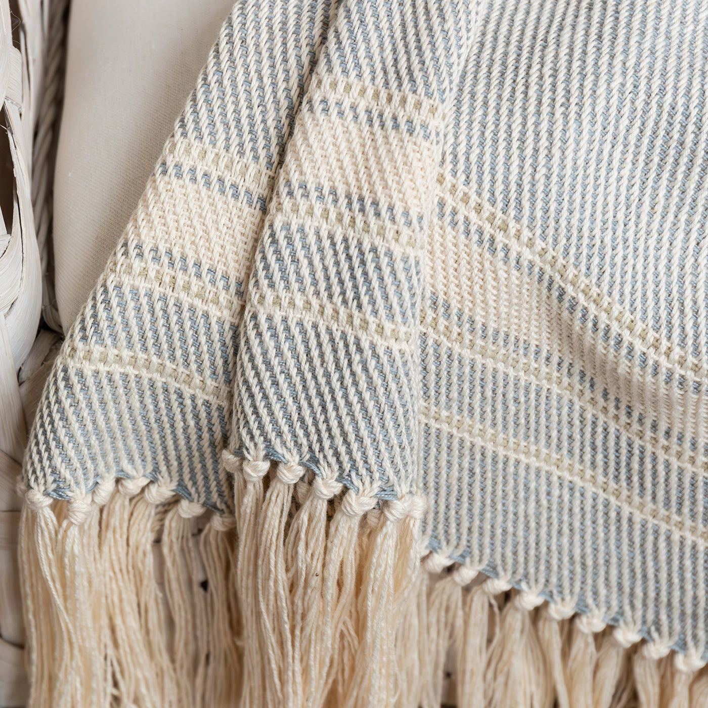 Silver Sky Blue Handwoven Cotton Throw