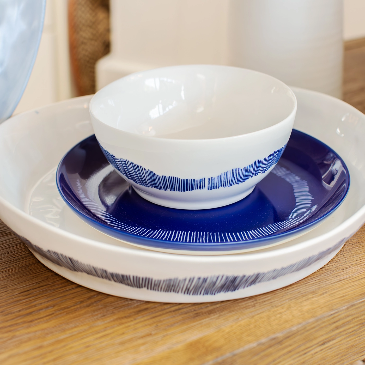 Indigo & White Stripes Plate