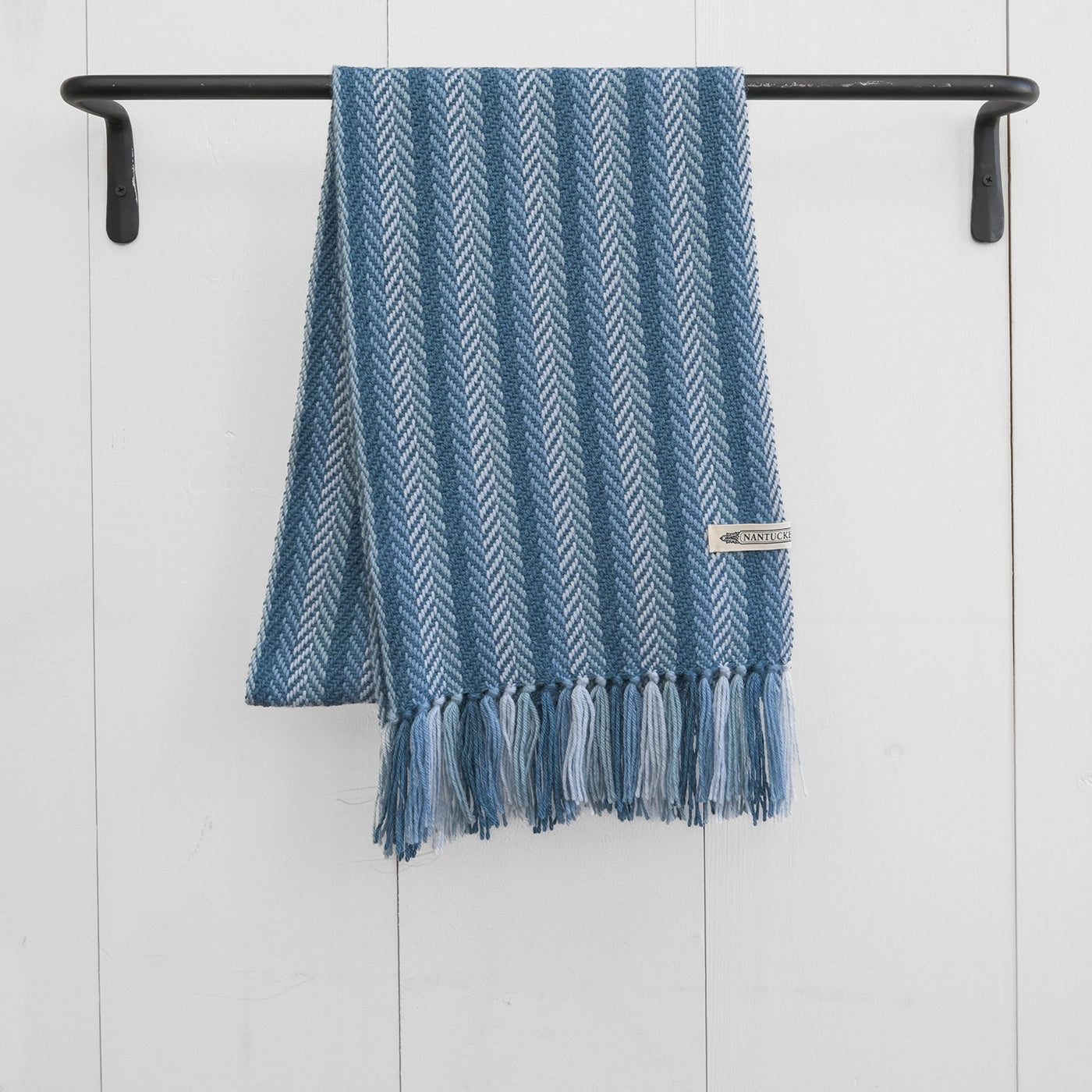 Blue Regimental Stripe Handwoven Alpaca Scarf