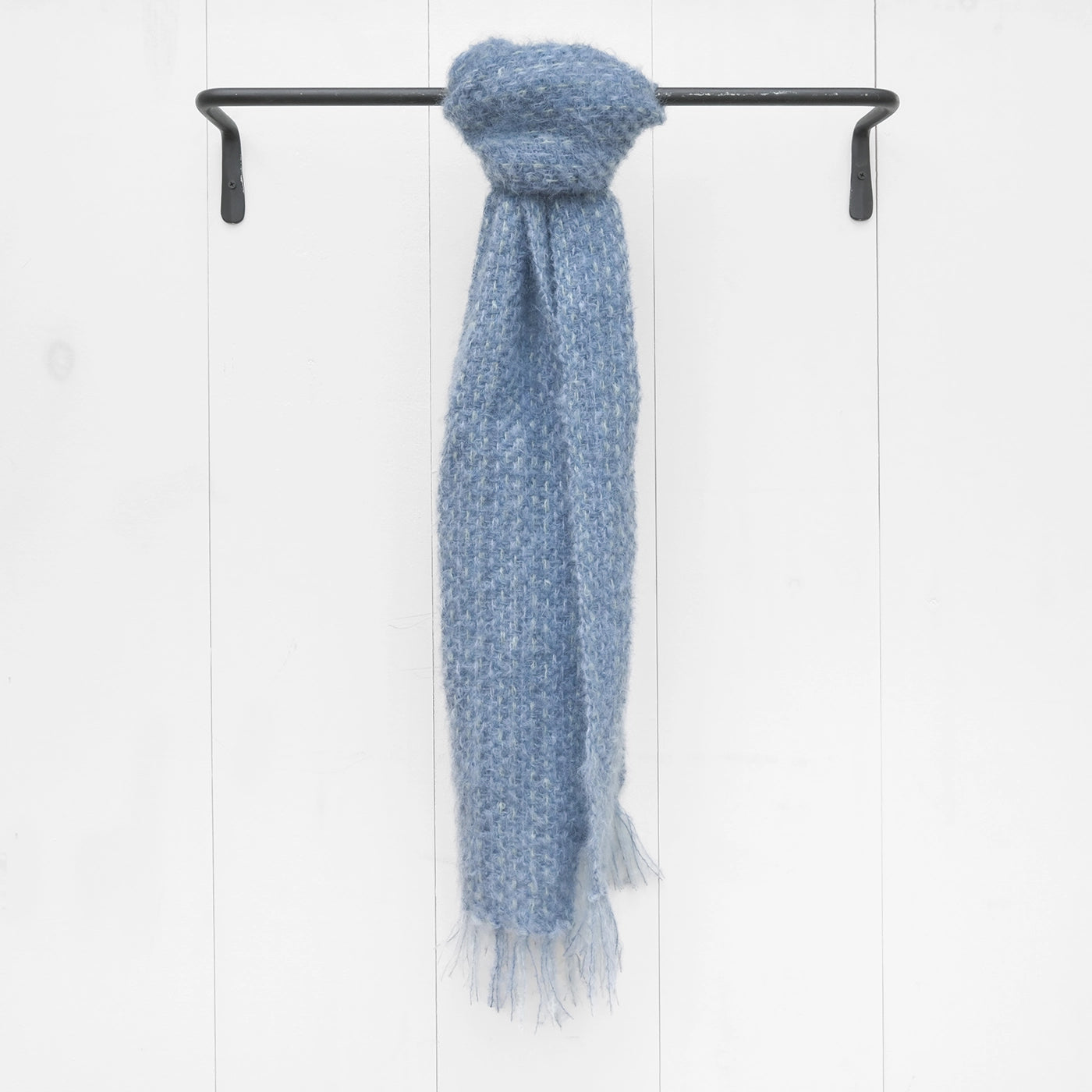 Monet Blue Handwoven Mohair Scarf