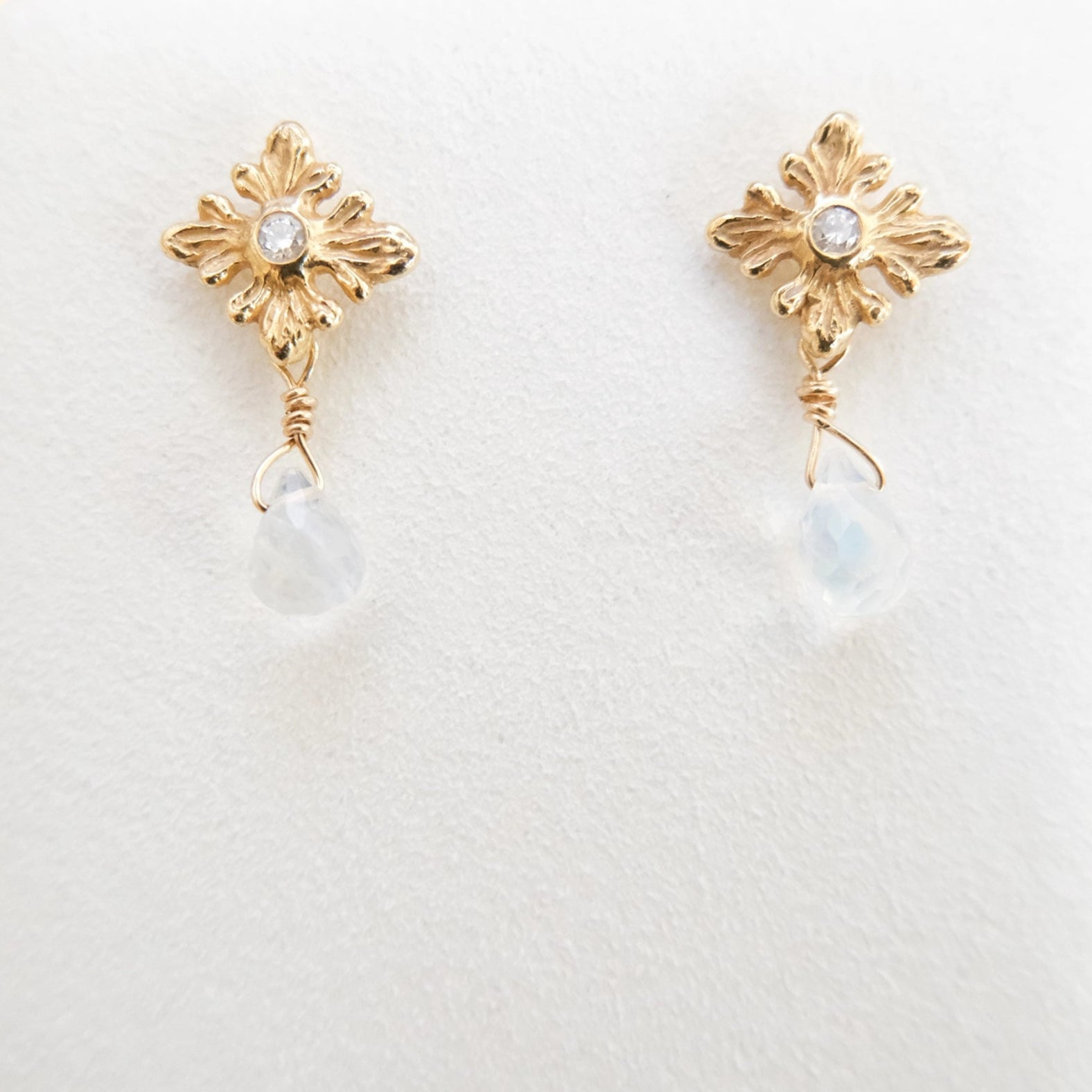 18K Diamond and Moonstone Earrings