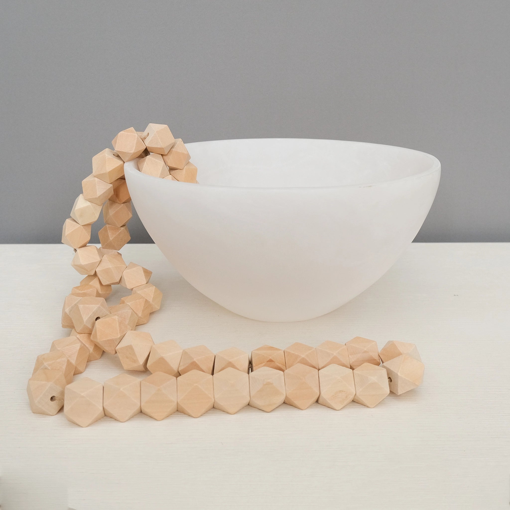 Natural Wooden Geo Bead Garland