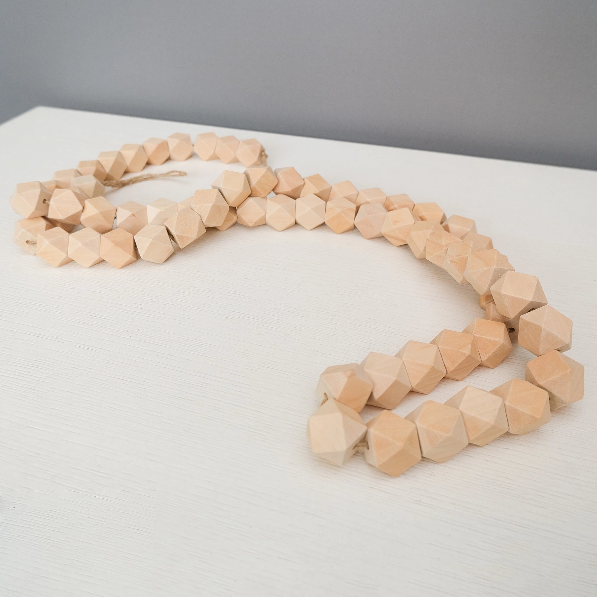Natural Wooden Geo Bead Garland