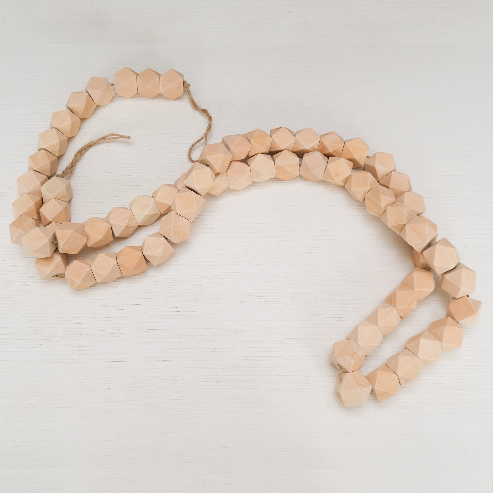 Natural Wooden Geo Bead Garland