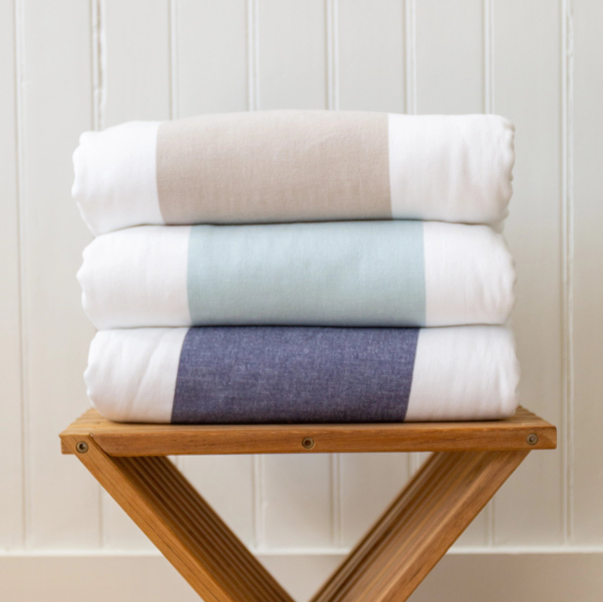 Khaki Block Stripe Beach Towel