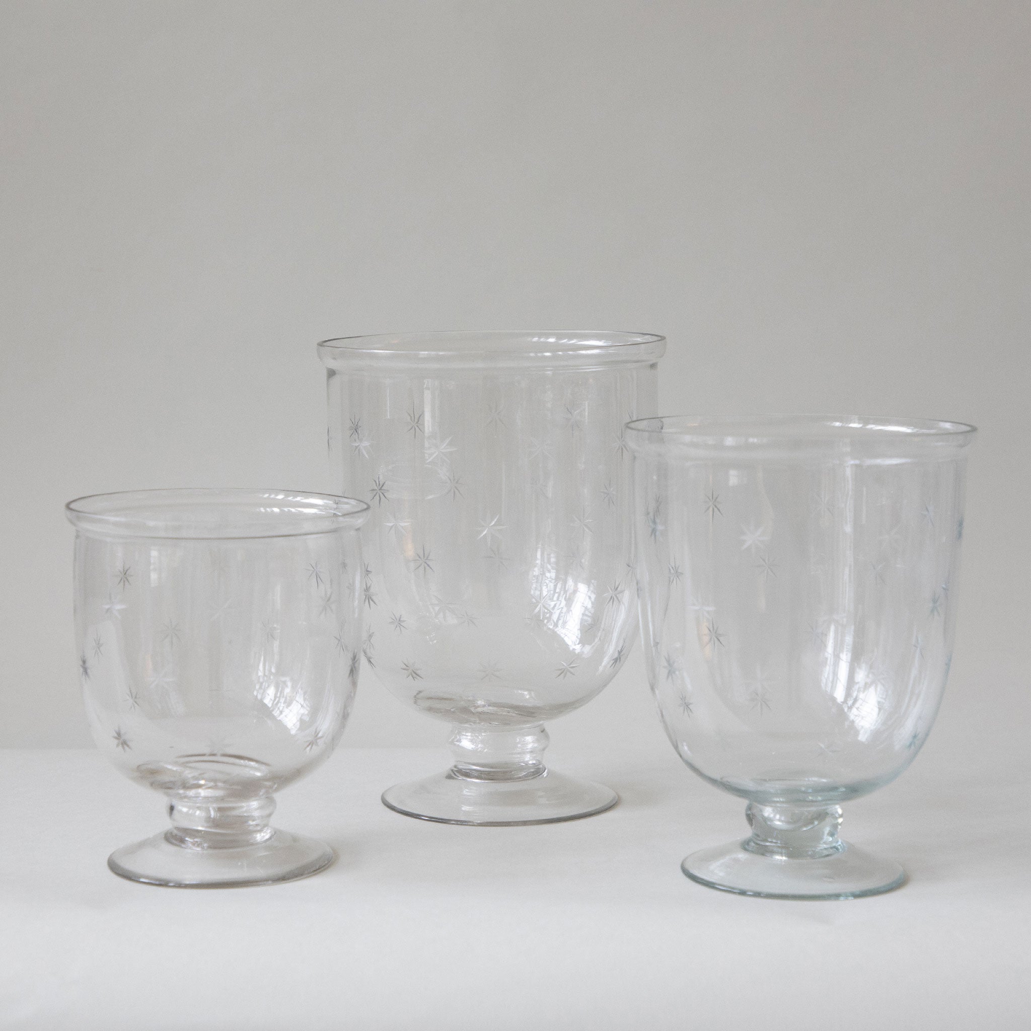 Etched Star Glass Hurricane