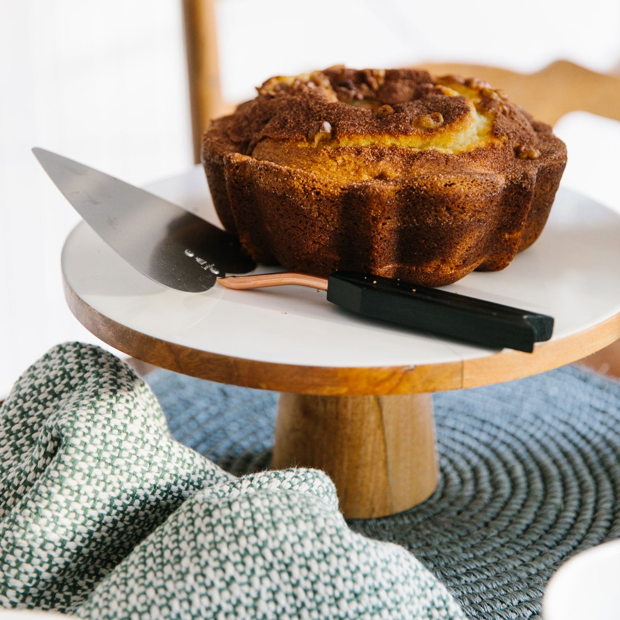 Mango Wood & Enamel Cake Plate