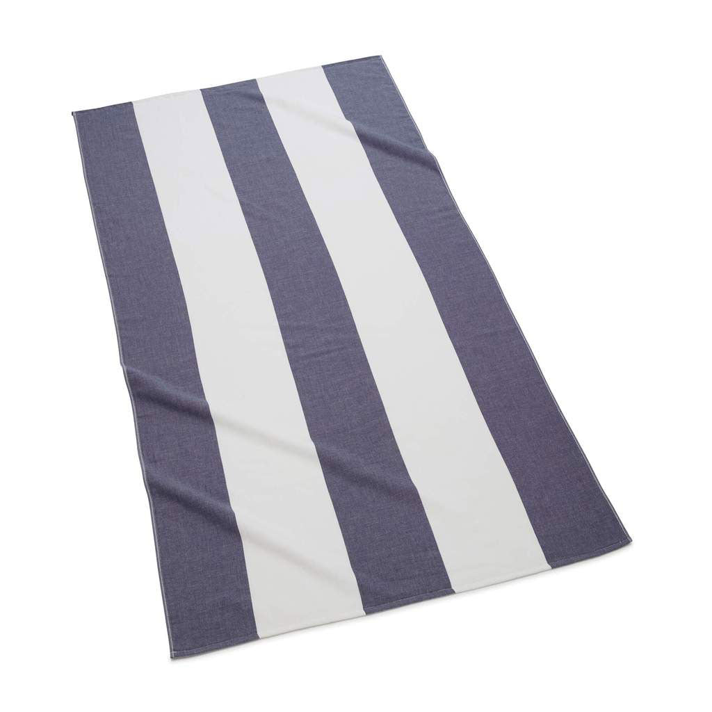 Navy Block Stripe Beach Towel