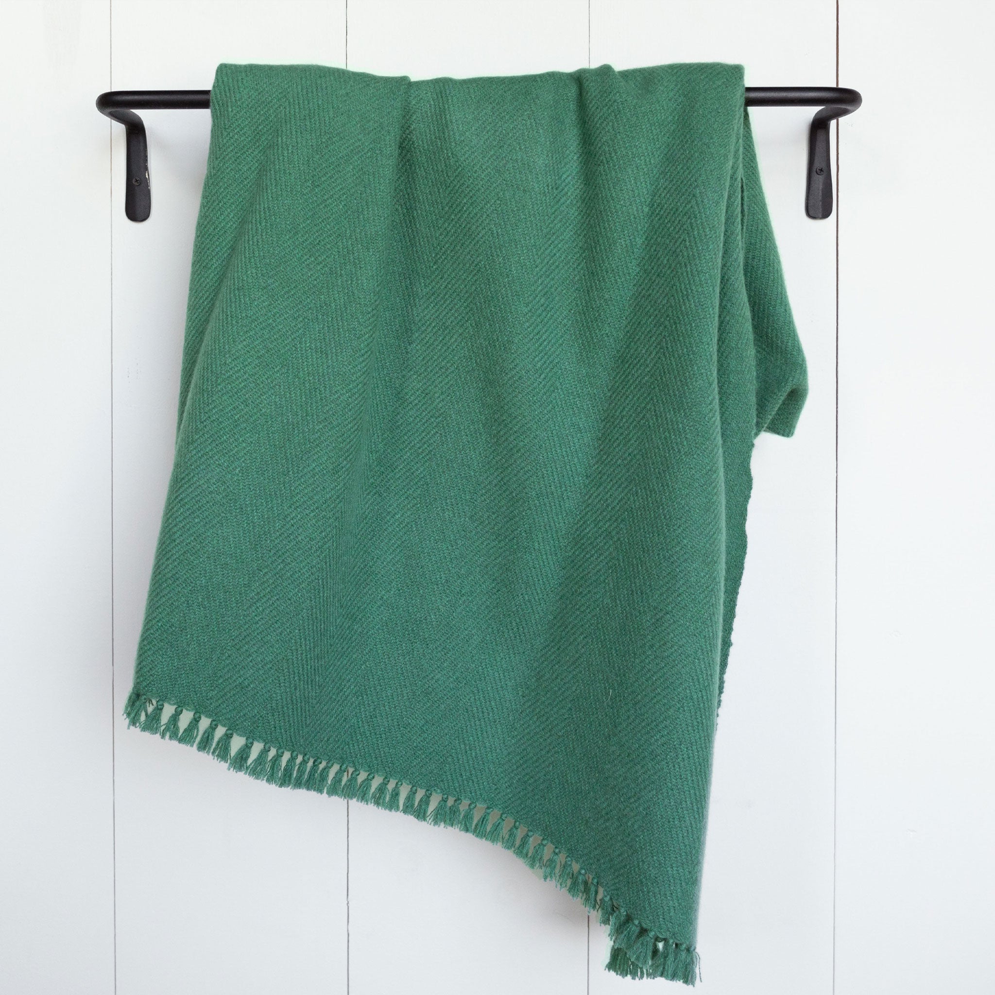 Kelp Green Handwoven Cashmere Throw