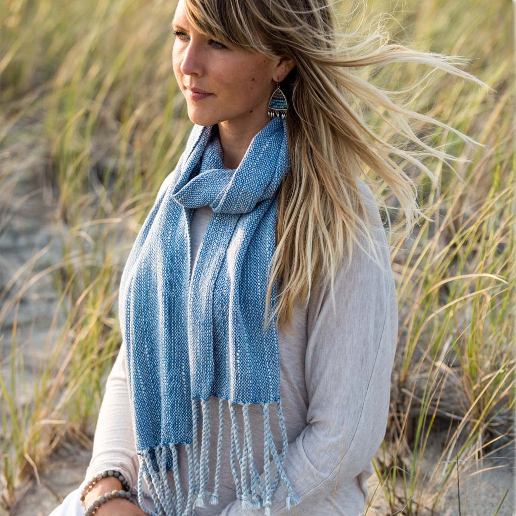 Blue Handwoven Cotton Scarf