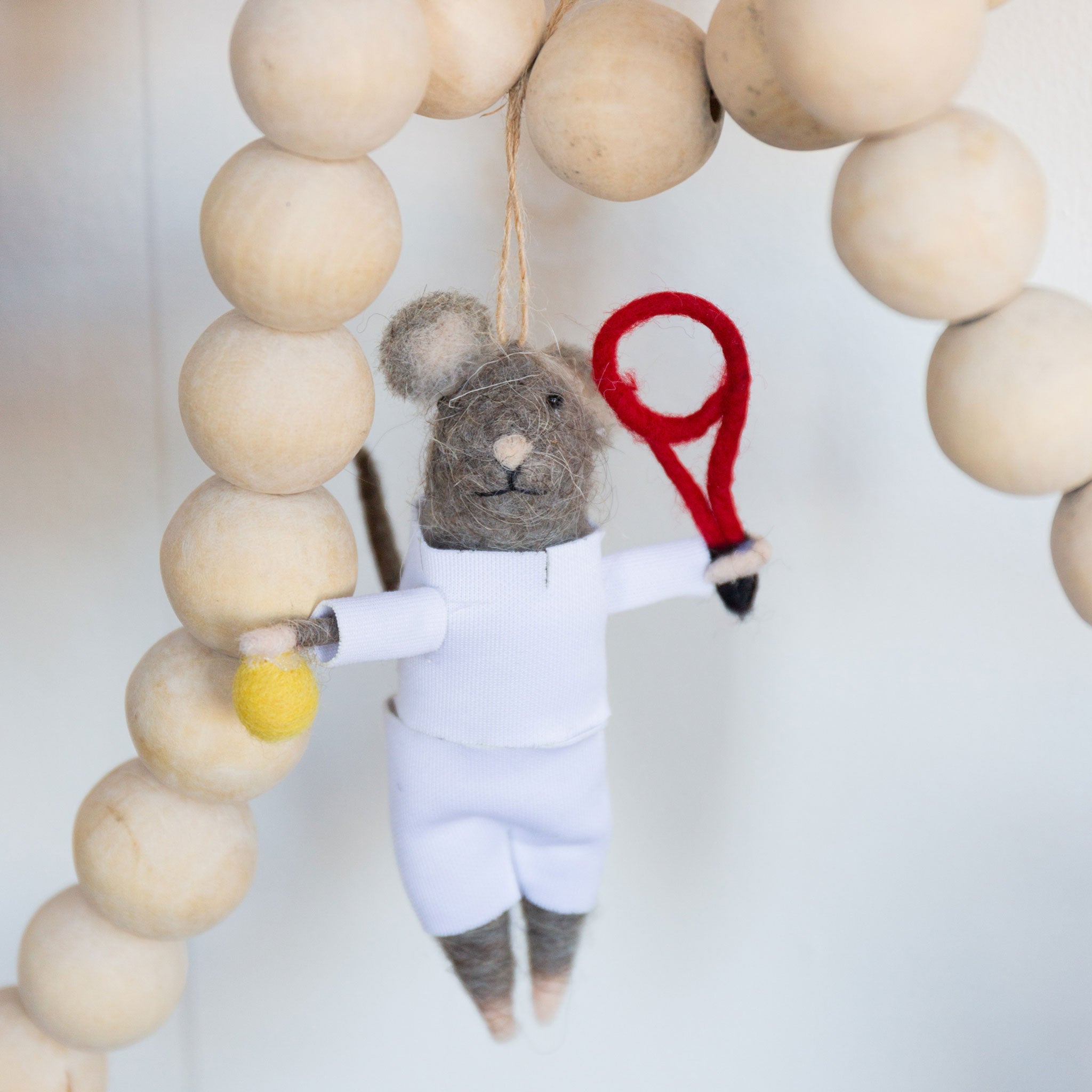 Felt Tennis Mouse Ornament