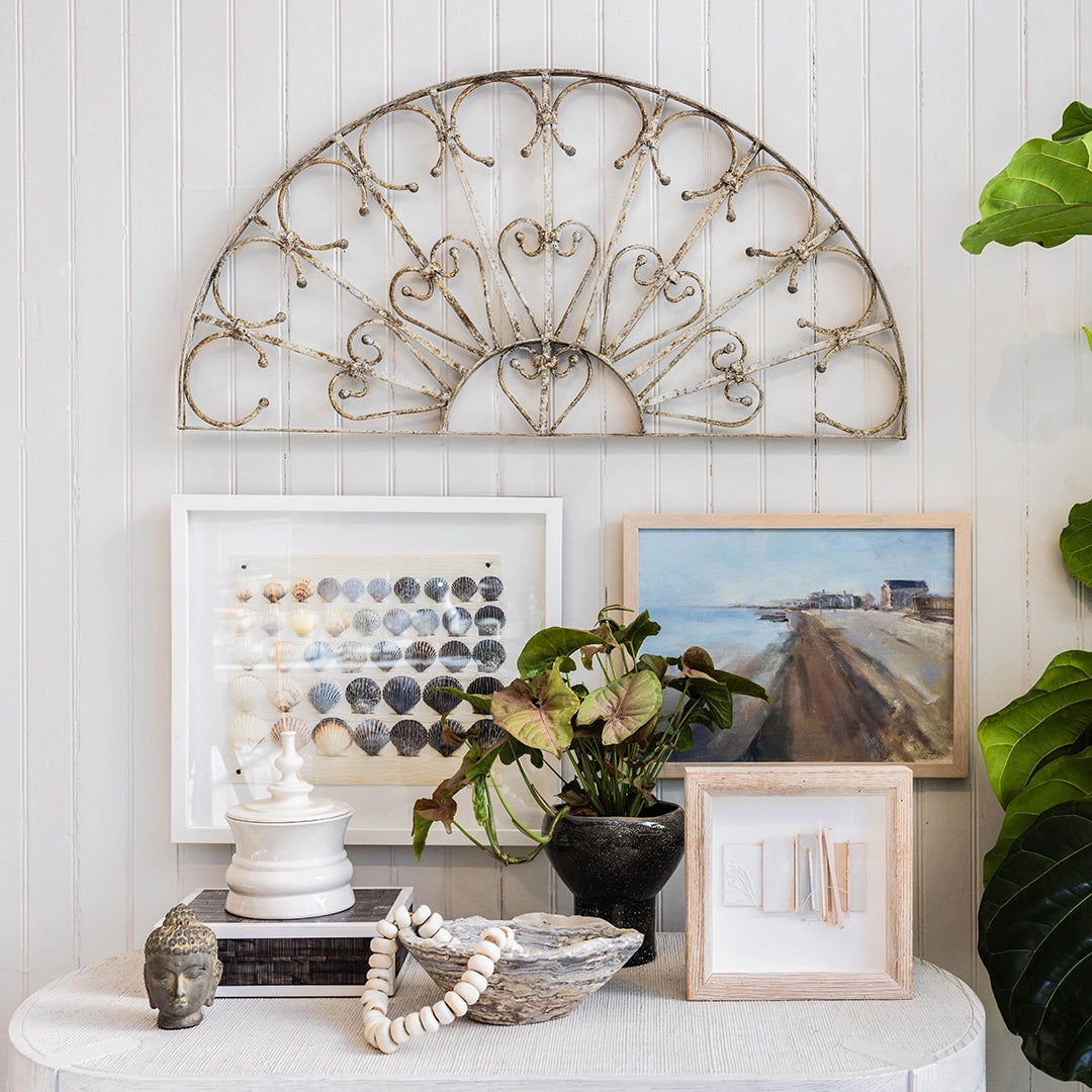 Vintage Iron Fence Fan With Hearts