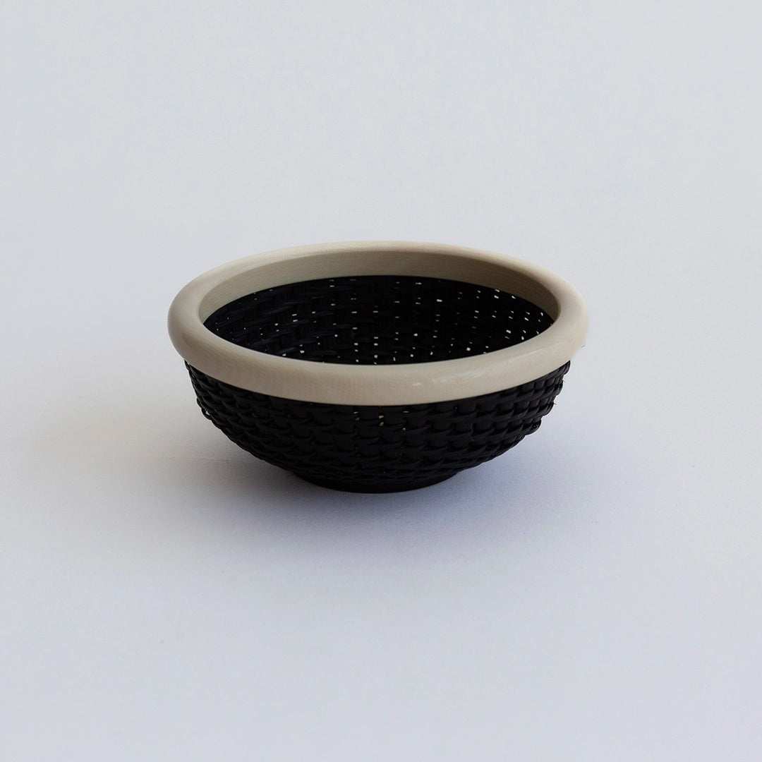 Black Twill and Ivory Star Mini Lightship Basket | Judy Prohaska