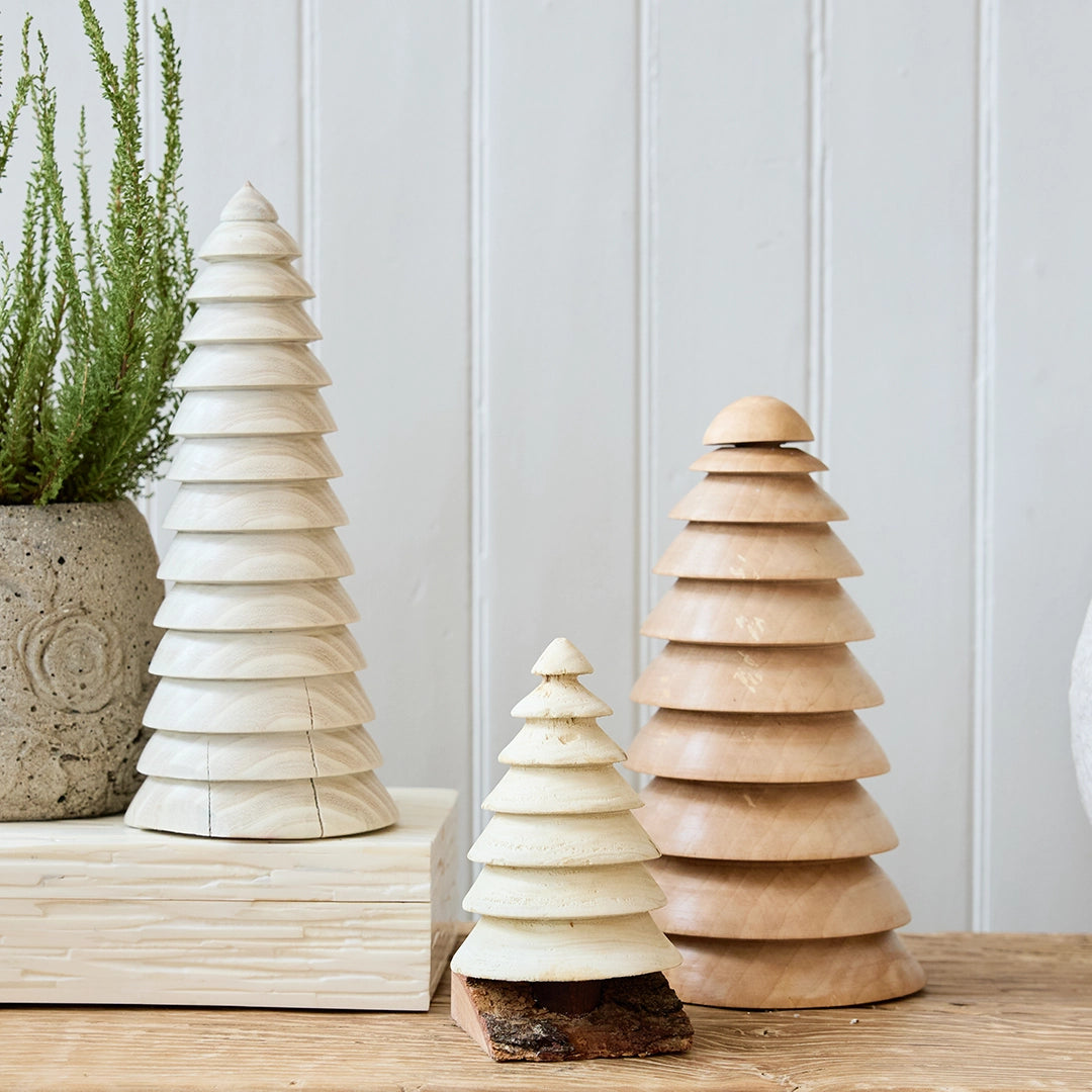 Bleached Elm Wood Hand Carved Tree, Small | John Williams