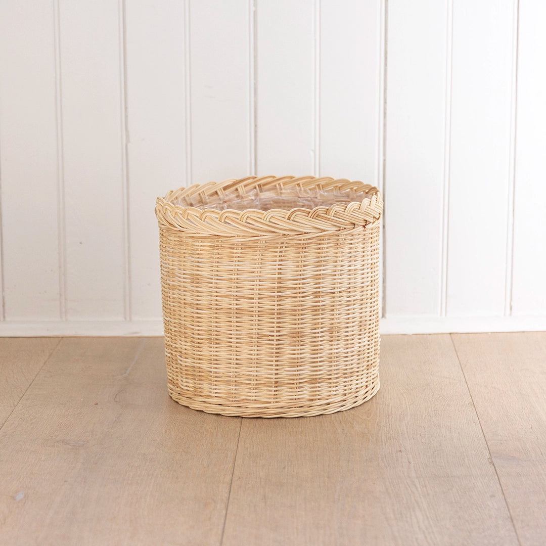Braided Wicker Waste Basket