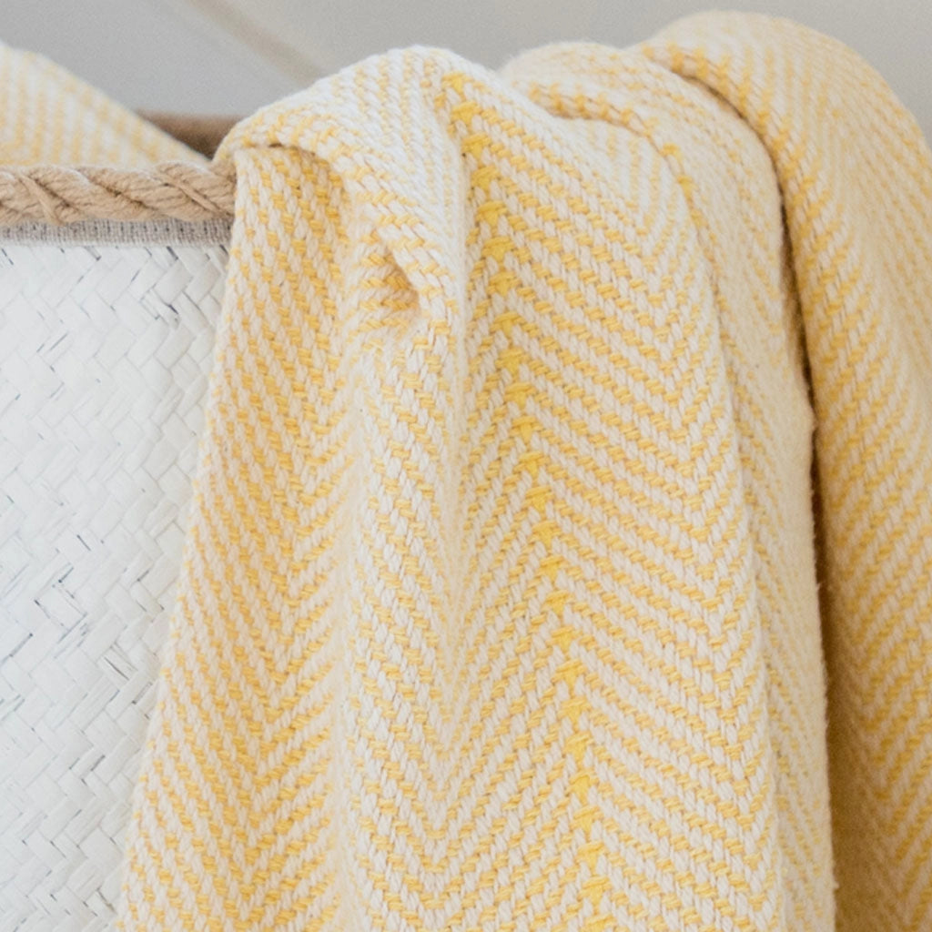Butter Yellow Handwoven Cotton Baby Blanket