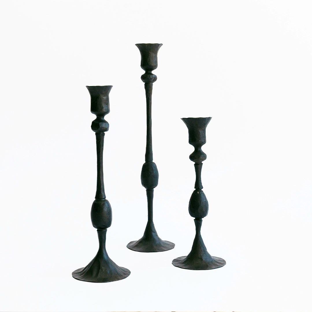 Elegant Black Metal Candlesticks