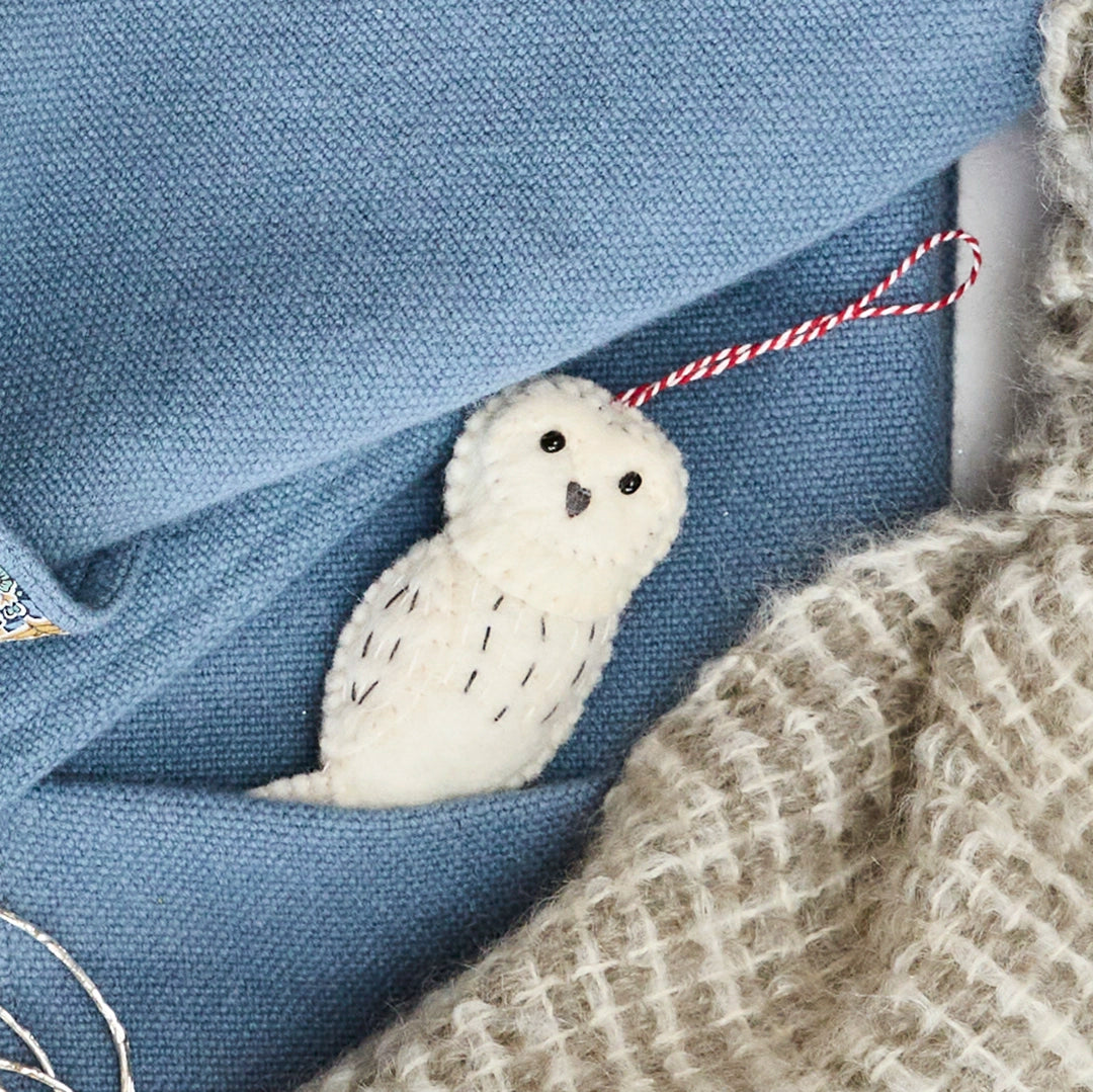 Felt and Wool Snowy Owl Ornament