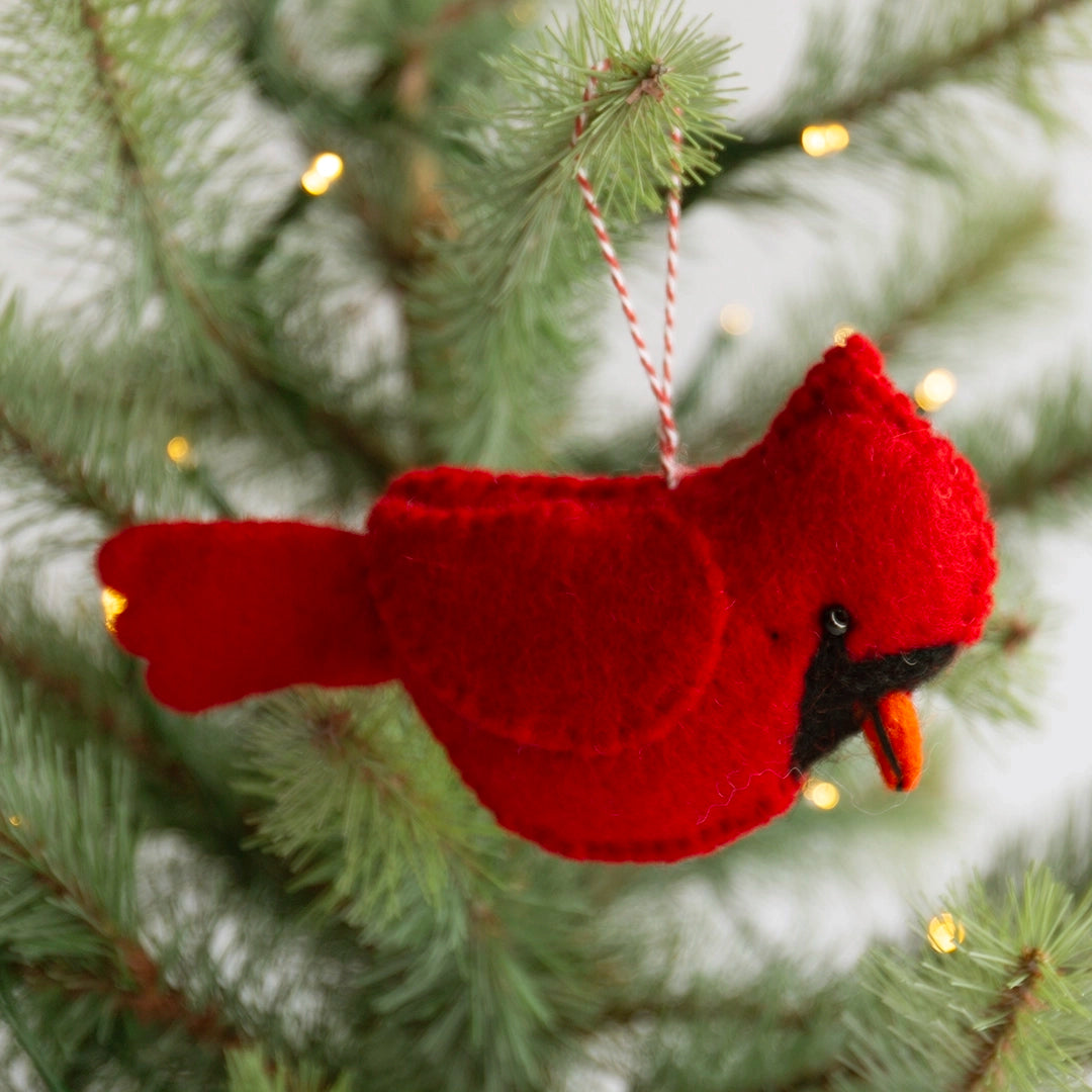 Felt and Wool Cardinal Ornament