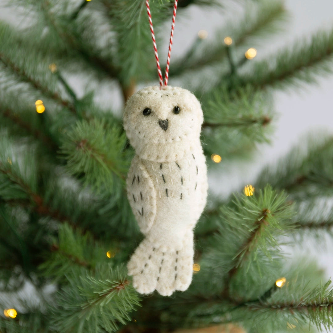 Felt and Wool Snowy Owl Ornament