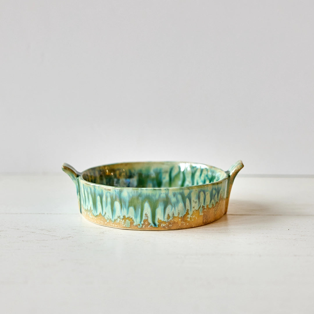 Green Glaze Handled Bowl