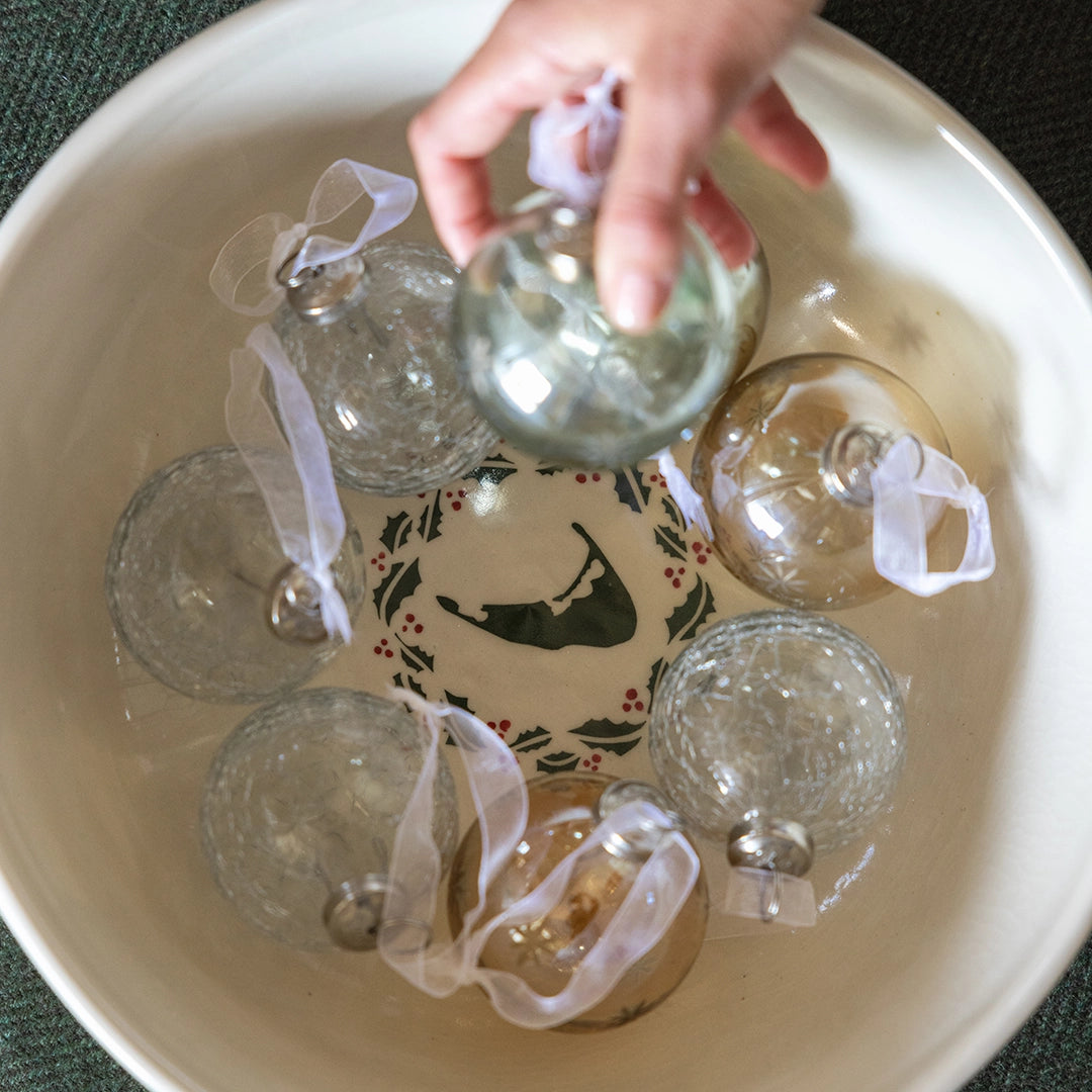 Handcrafted Holly Wreath Serving Bowl | Emily Johnson