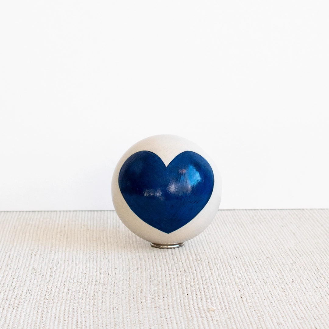 Handpainted Blue Heart Decorative Sphere