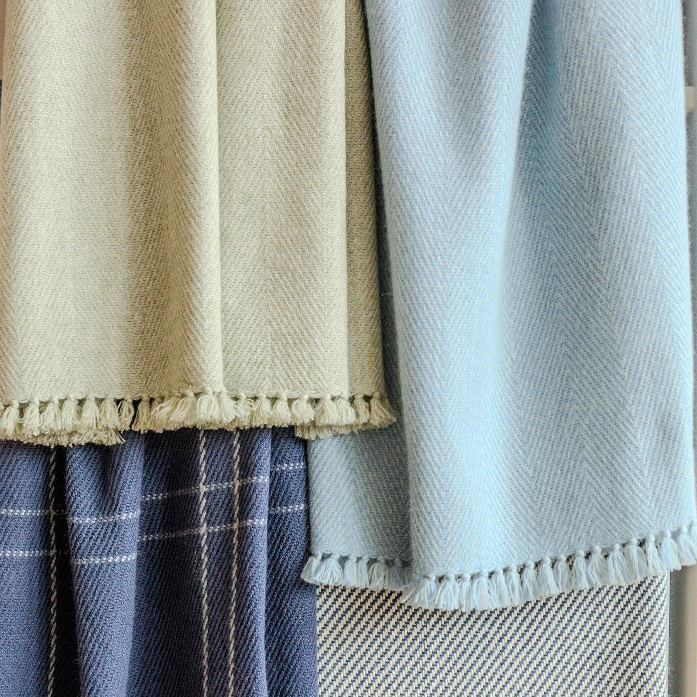 Haze Blue Handwoven Cashmere Throw