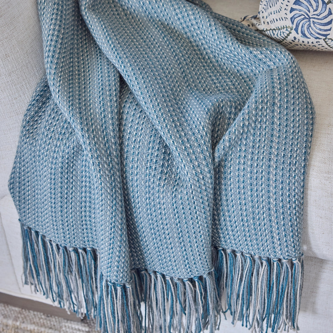 Hazy Aegean Handwoven Alpaca Throw