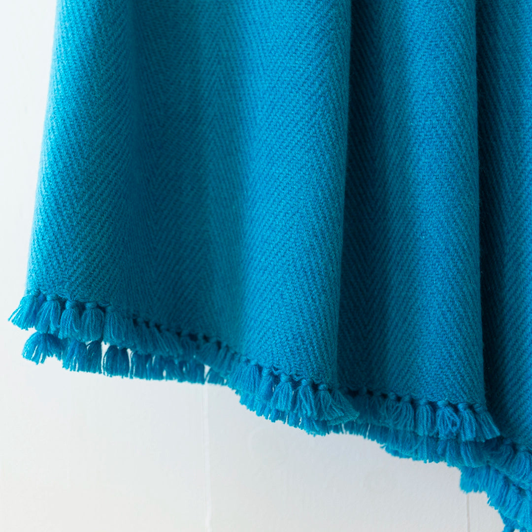 Hummingbird Blue Handwoven Cashmere Throw