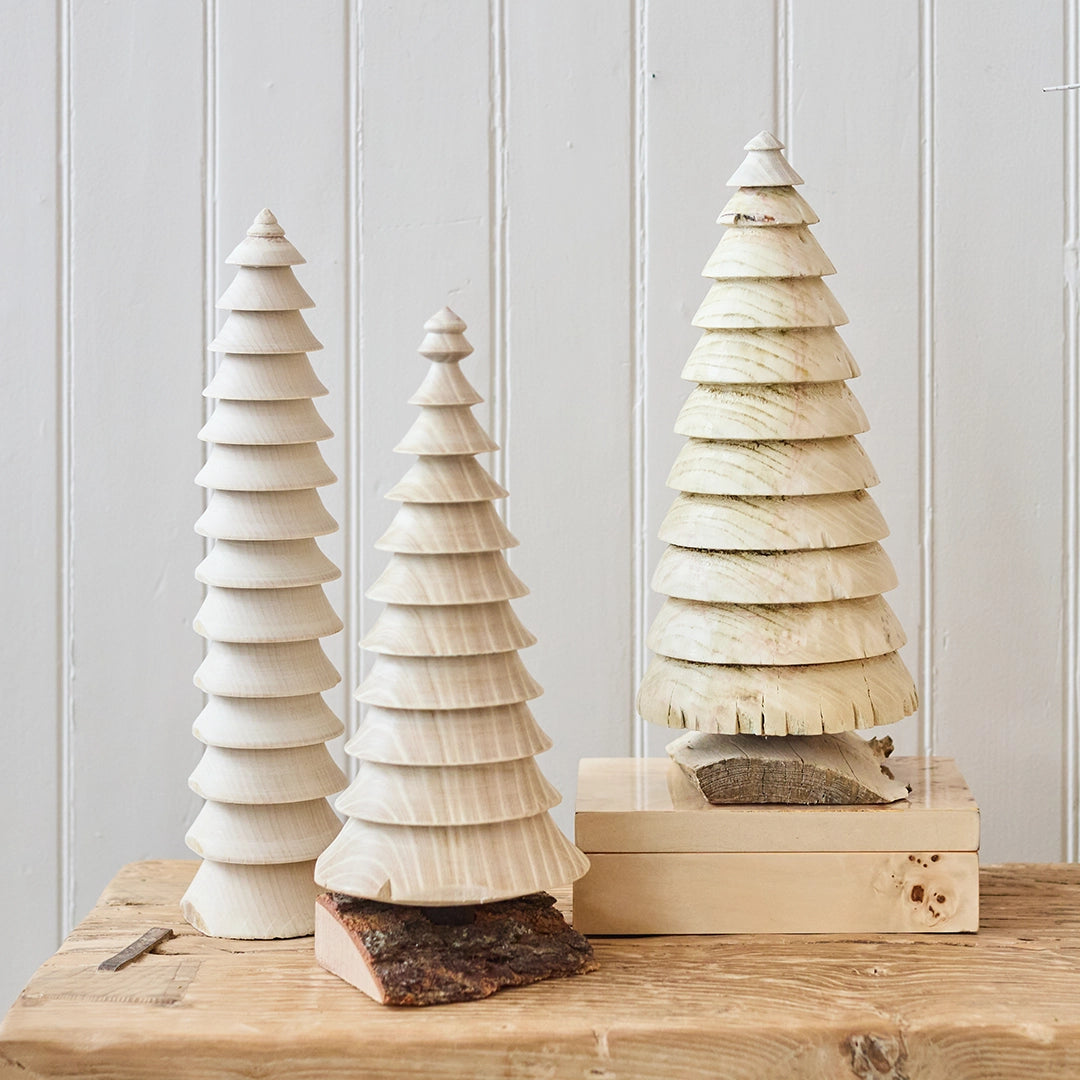 Bleached Elm Wood Hand Carved Trees, Large | John Williams