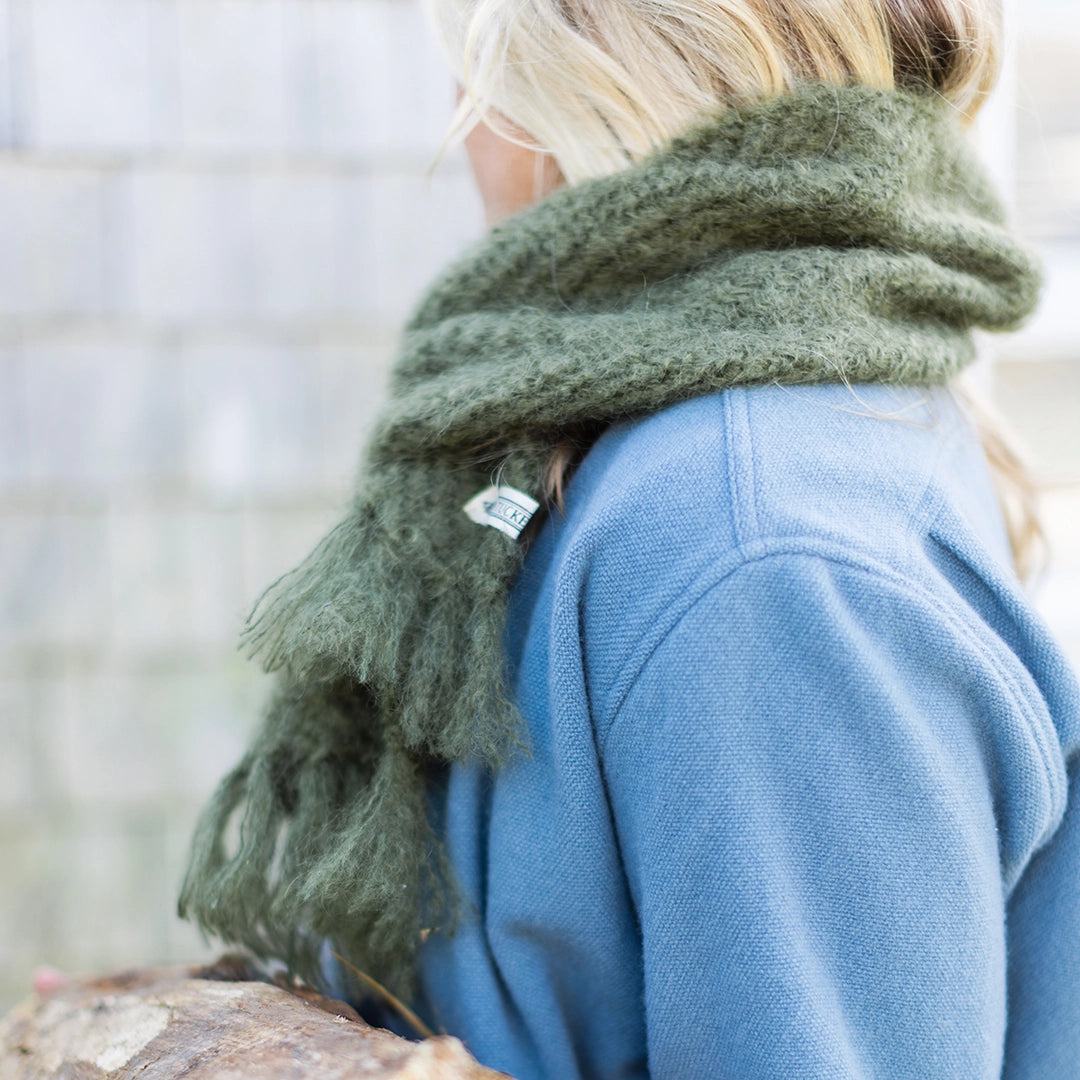 Moss Handwoven Mohair Scarf