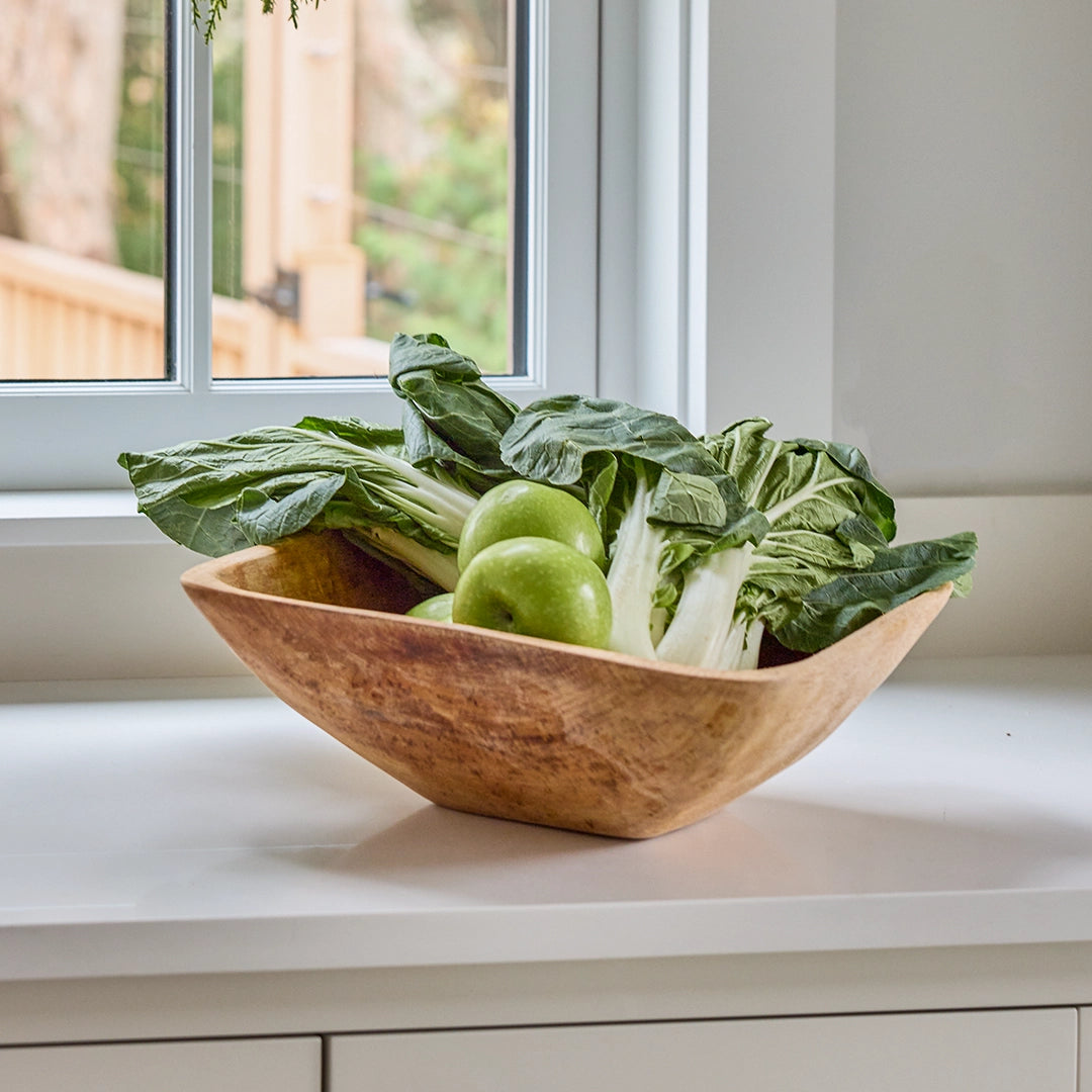 Square Wooden Serving Bowl
