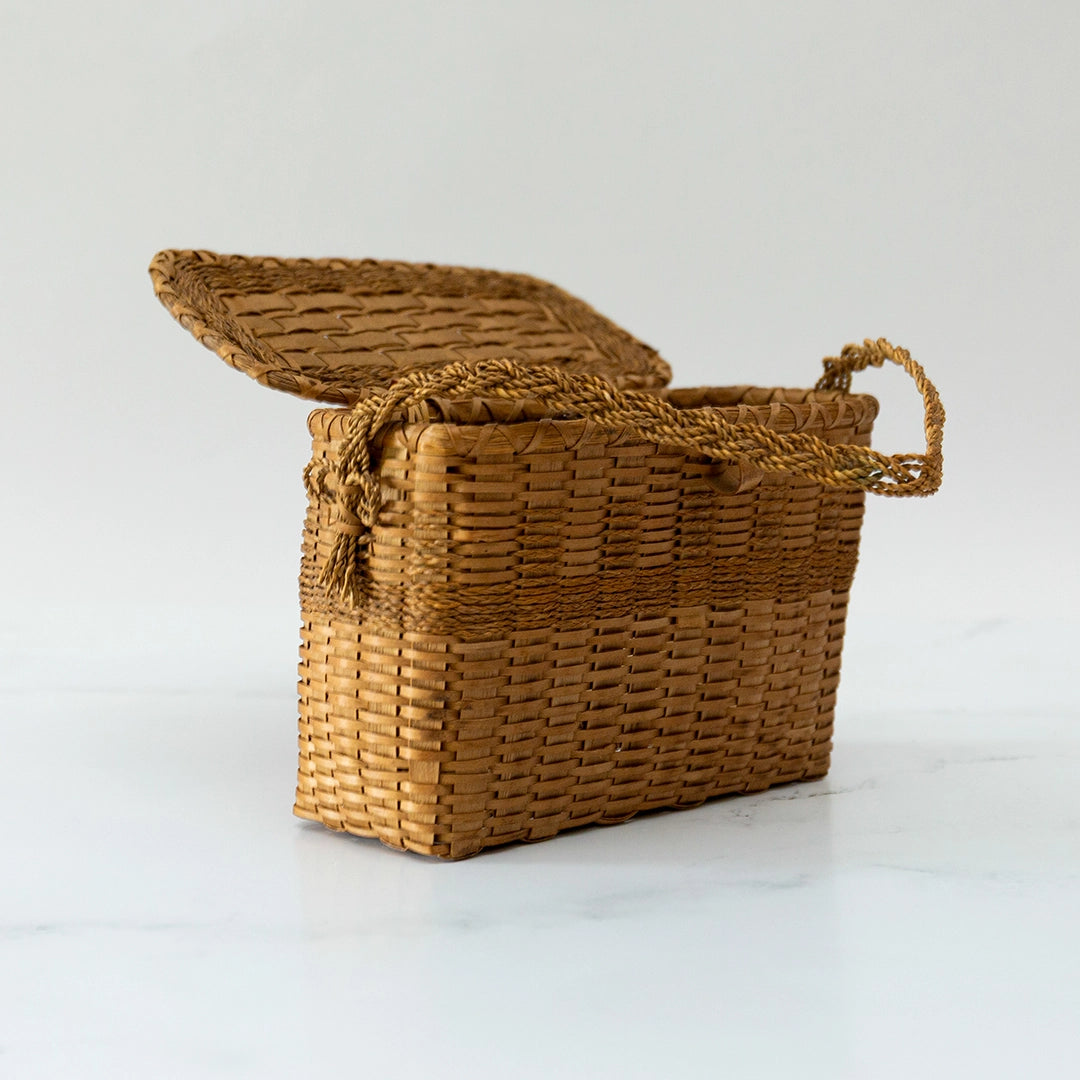 Antique 1930s Mohawk Splint & Seagrass Sewing Basket