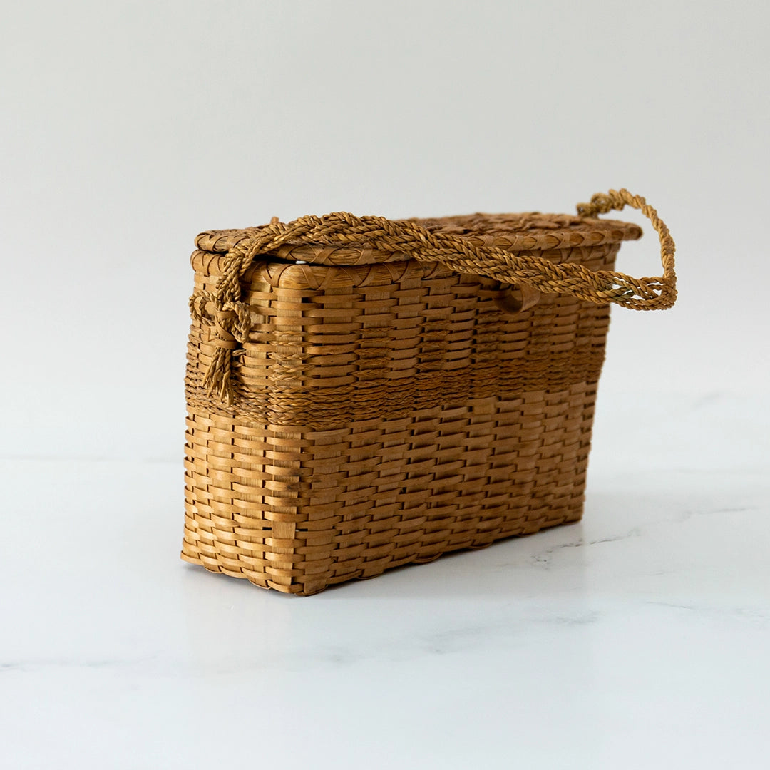 Antique 1930s Mohawk Splint & Seagrass Sewing Basket