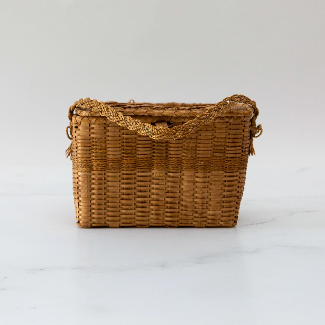 Antique 1930s Mohawk Splint & Seagrass Sewing Basket