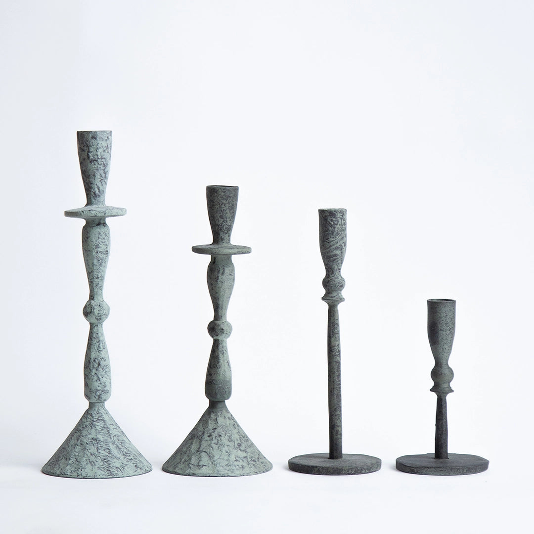 Aged Patina Metal Candlestick