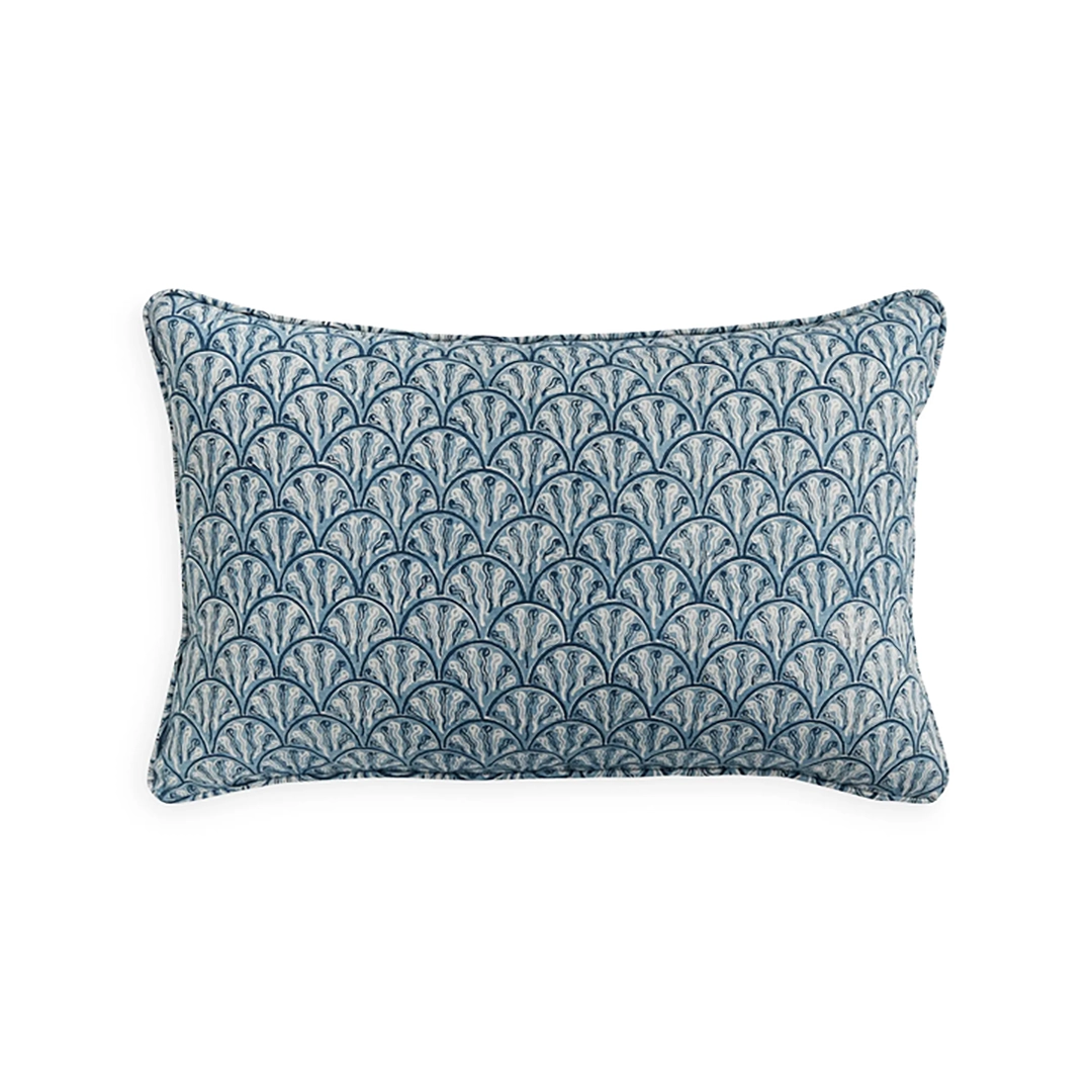 Azure Linen Lumbar Pillow