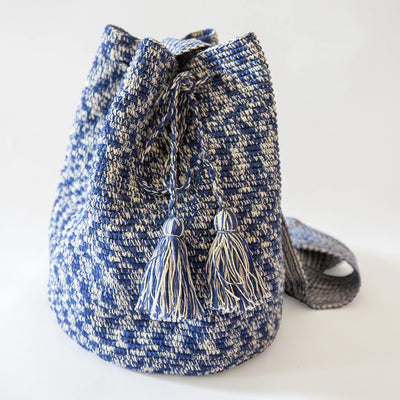 Blue Mochila Drawstring Bag