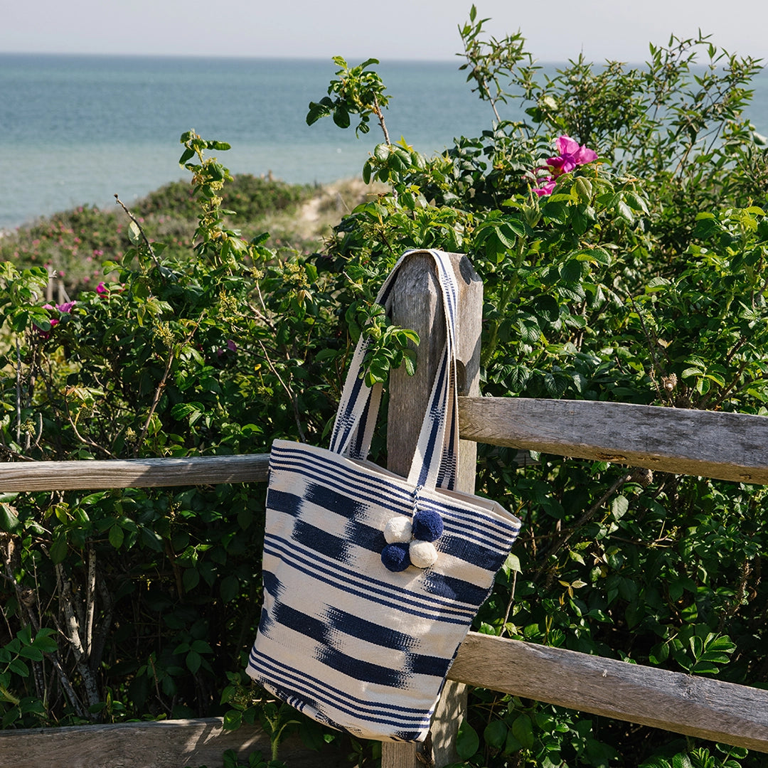 Blue & White Tote Beach Bag