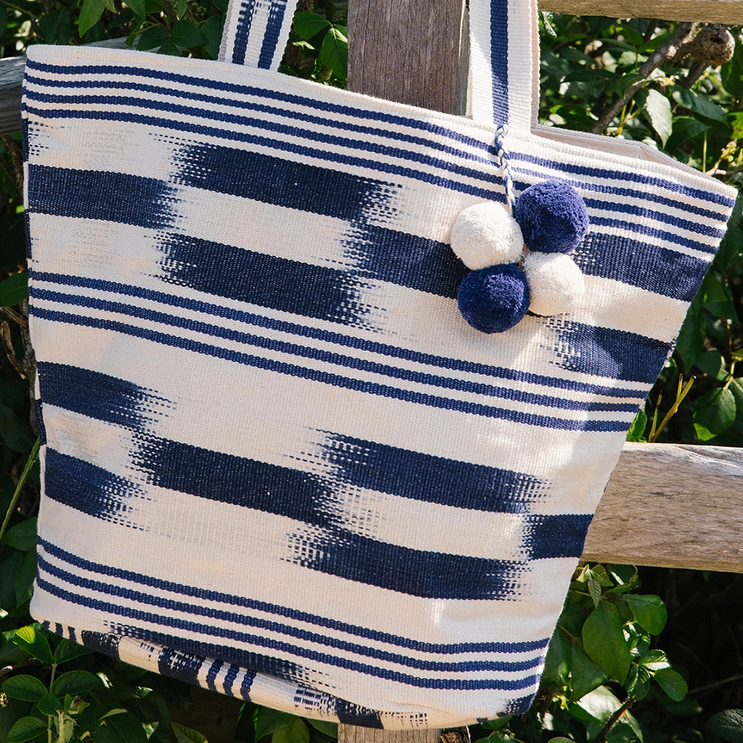 Blue & White Tote Beach Bag