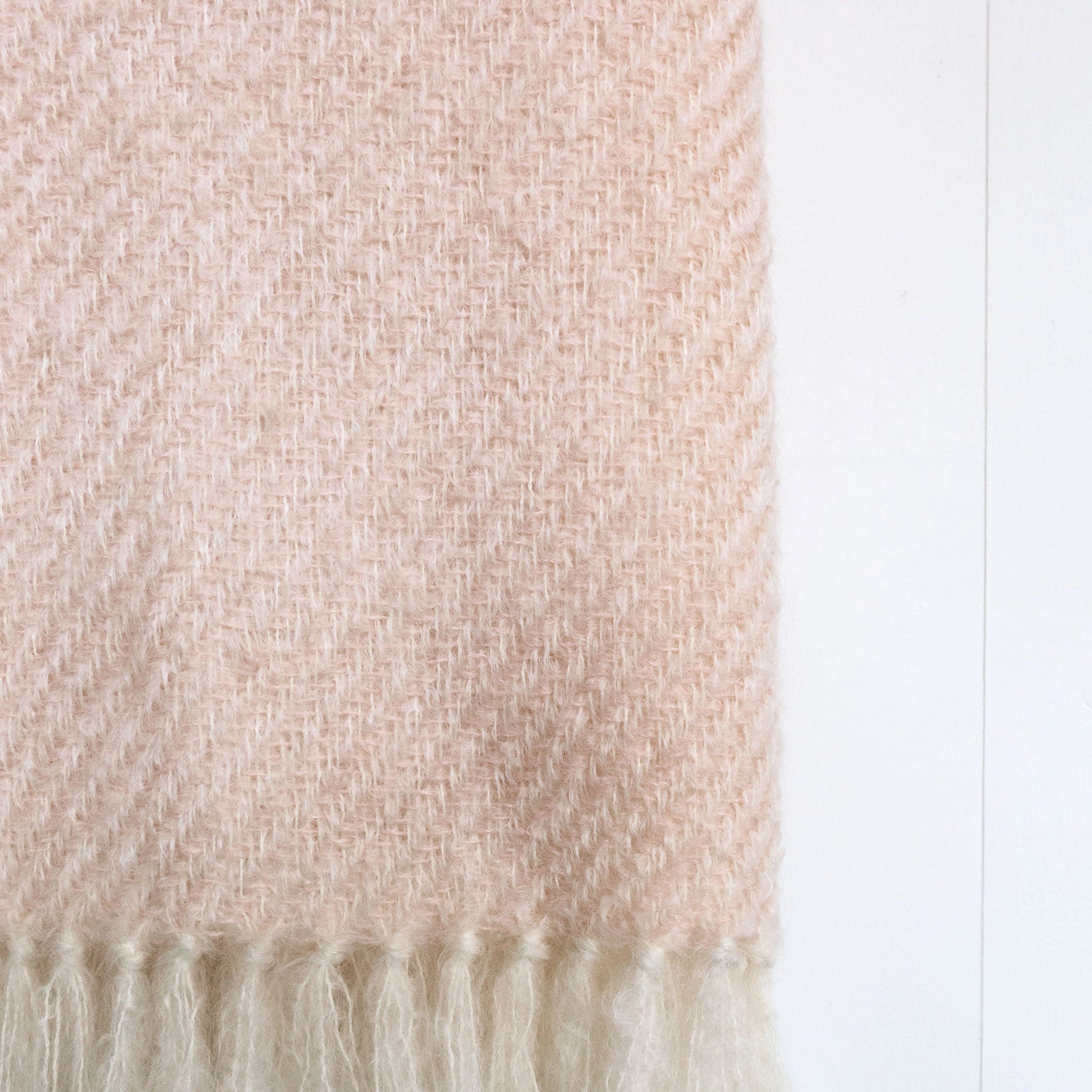 Blush Pink Handwoven Mohair Throw