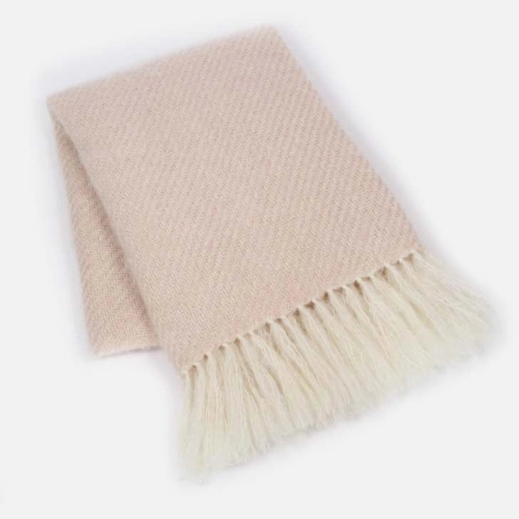 Blush Pink Handwoven Mohair Throw