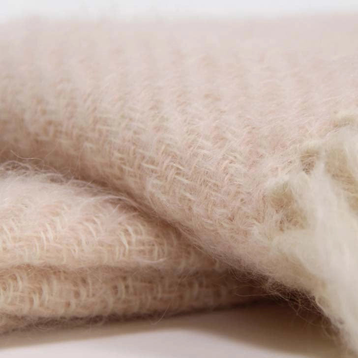 Blush Pink Handwoven Mohair Throw