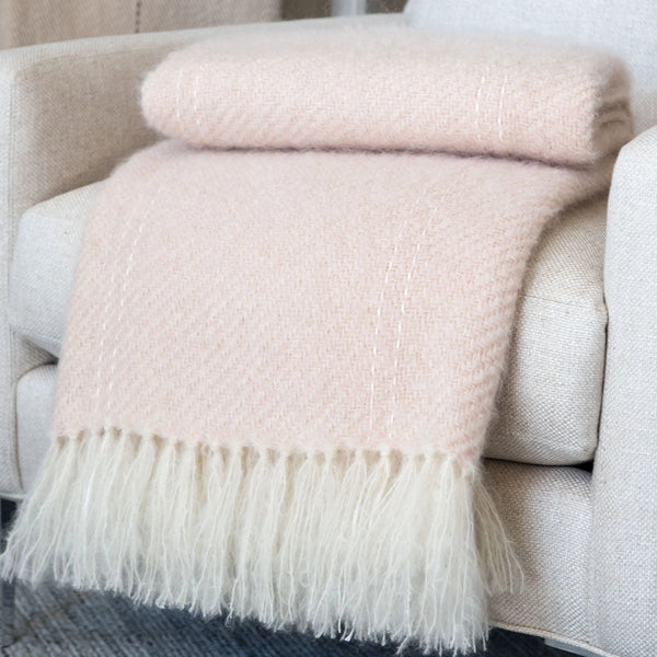 Blush Pink Handwoven Mohair Throw Nantucket Looms
