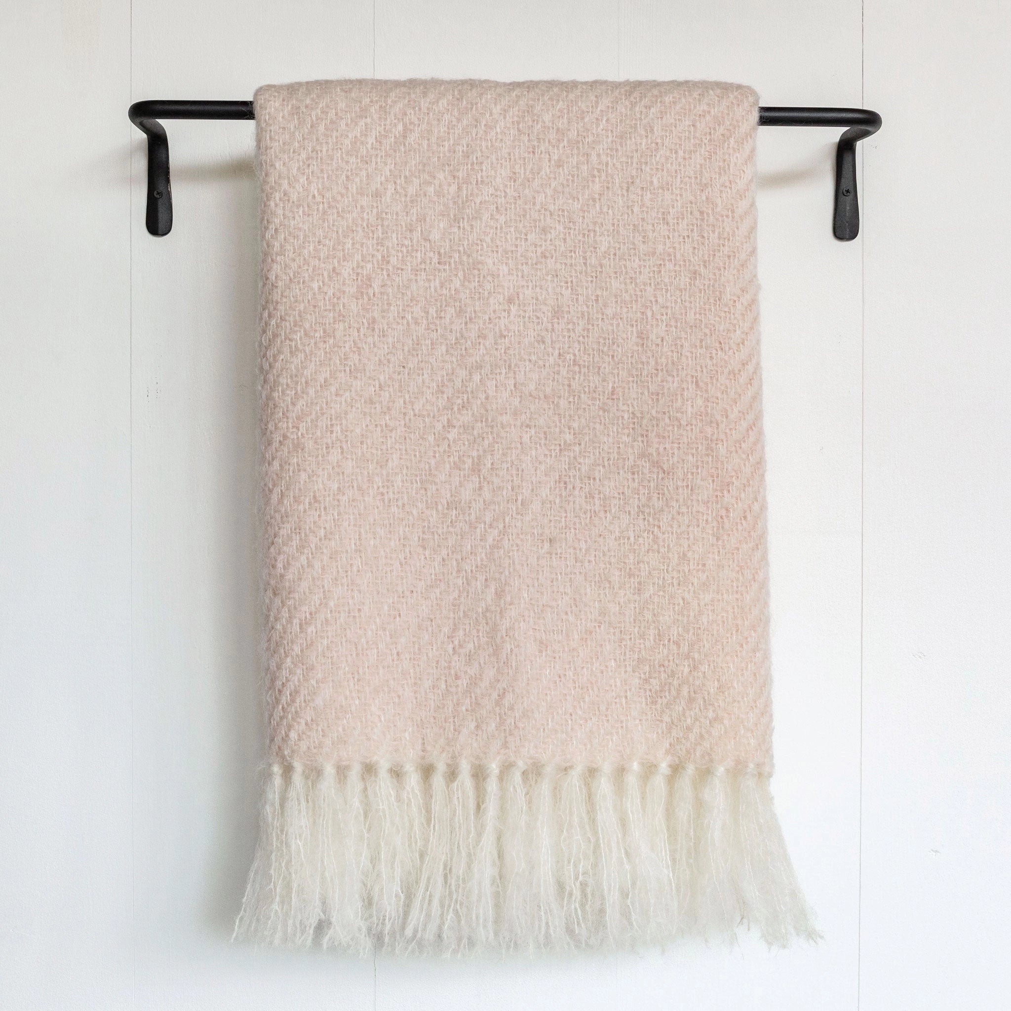 Blush Pink Handwoven Mohair Throw