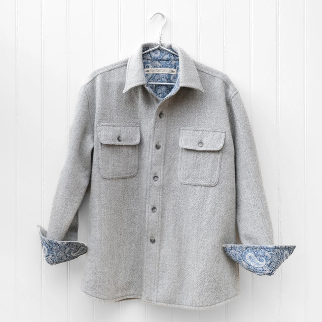 CPO Jacket in Smoke Gray Tweed - Nantucket Looms