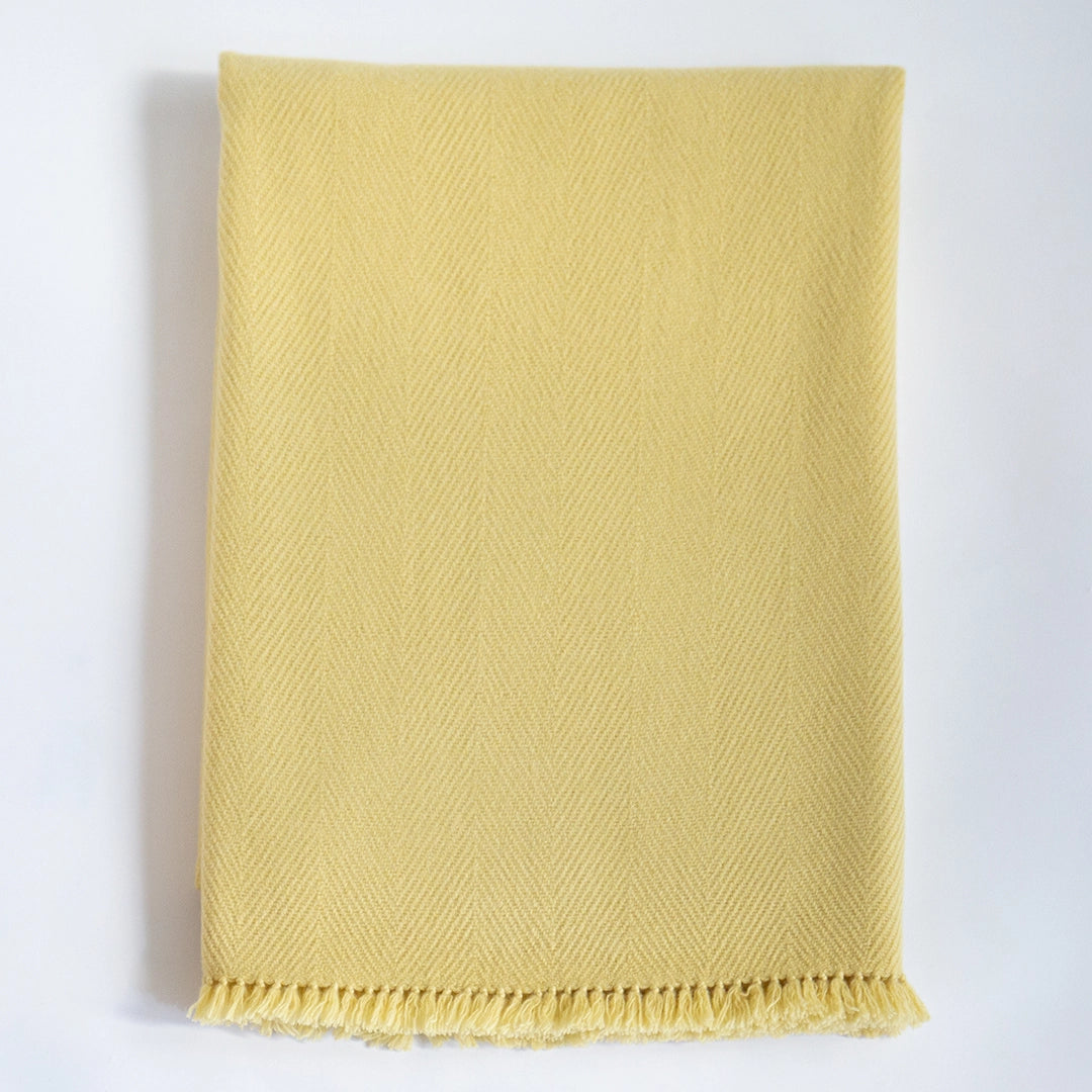 Soft Yellow Handwoven Cashmere Throw