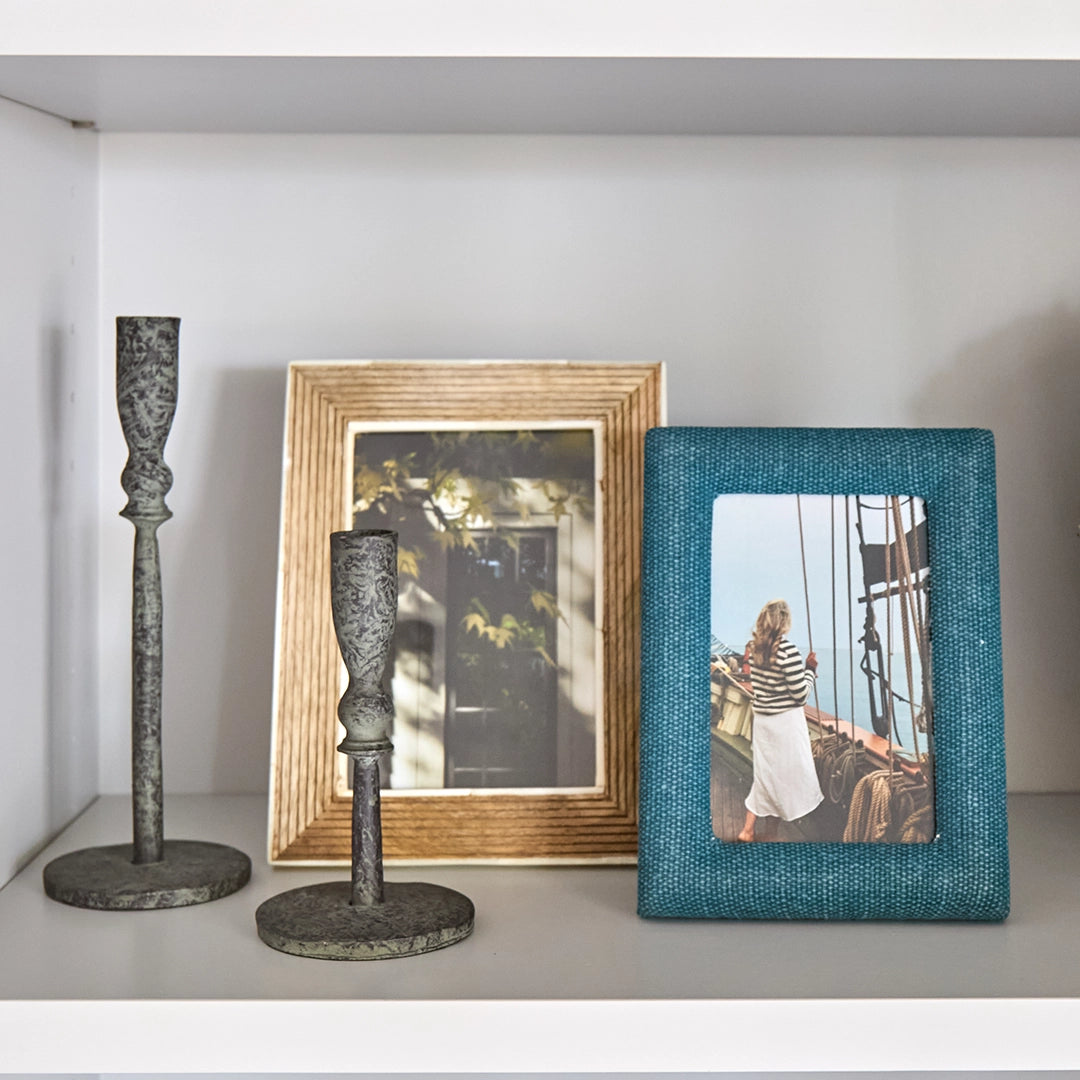 Aged Patina Metal Candlestick