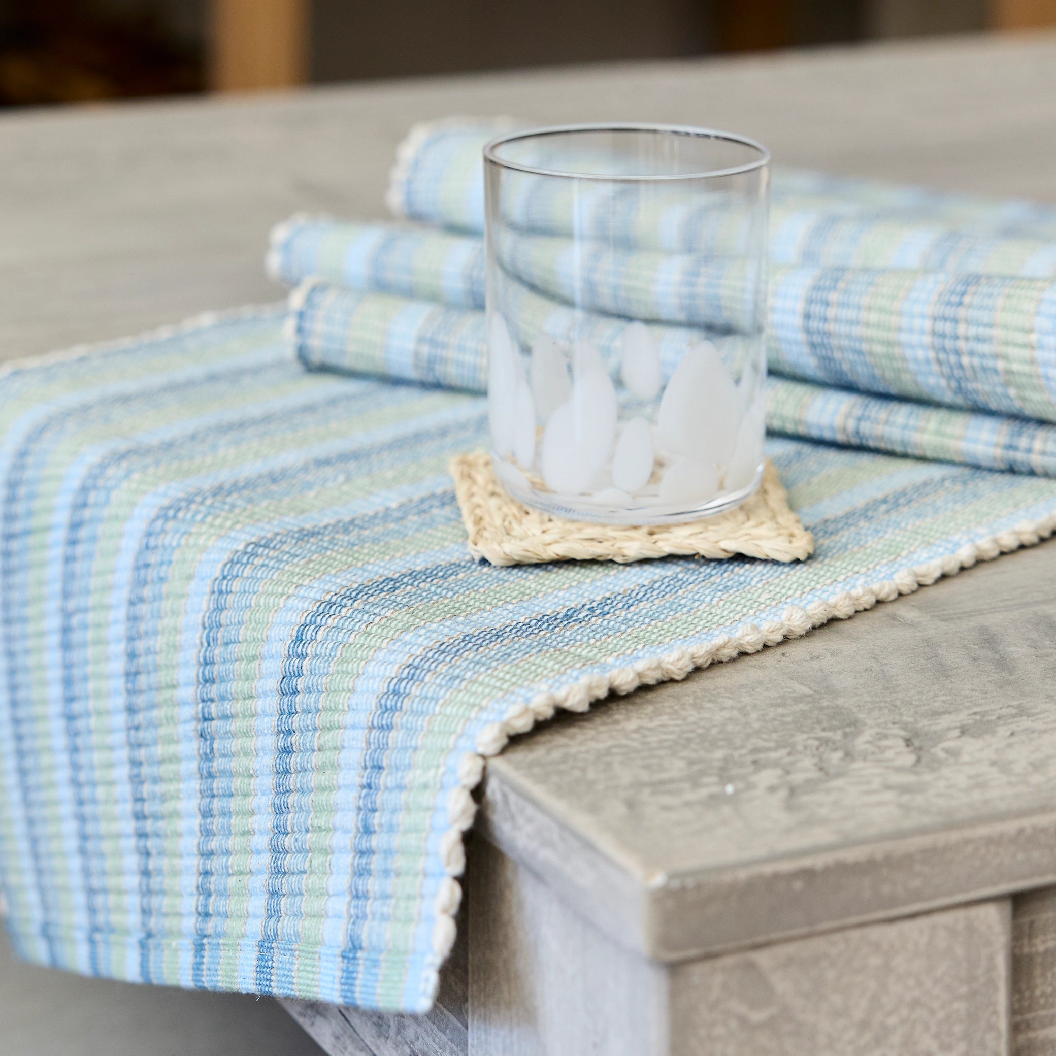 Cottage Stripe Handwoven Table Runner